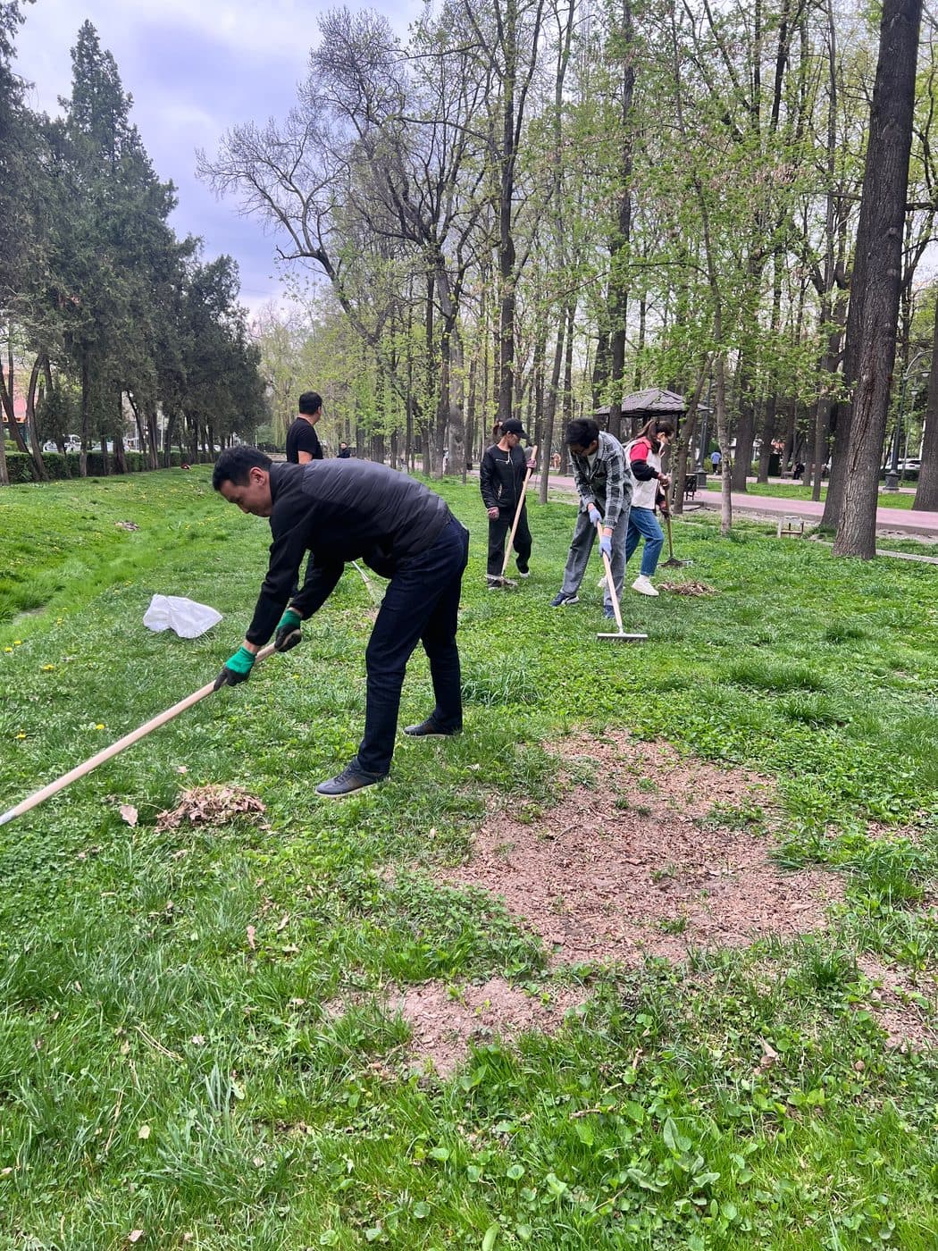 키르기스스탄 공화국 대통령 직속 투자국 직원들이 청소 활동에 참여